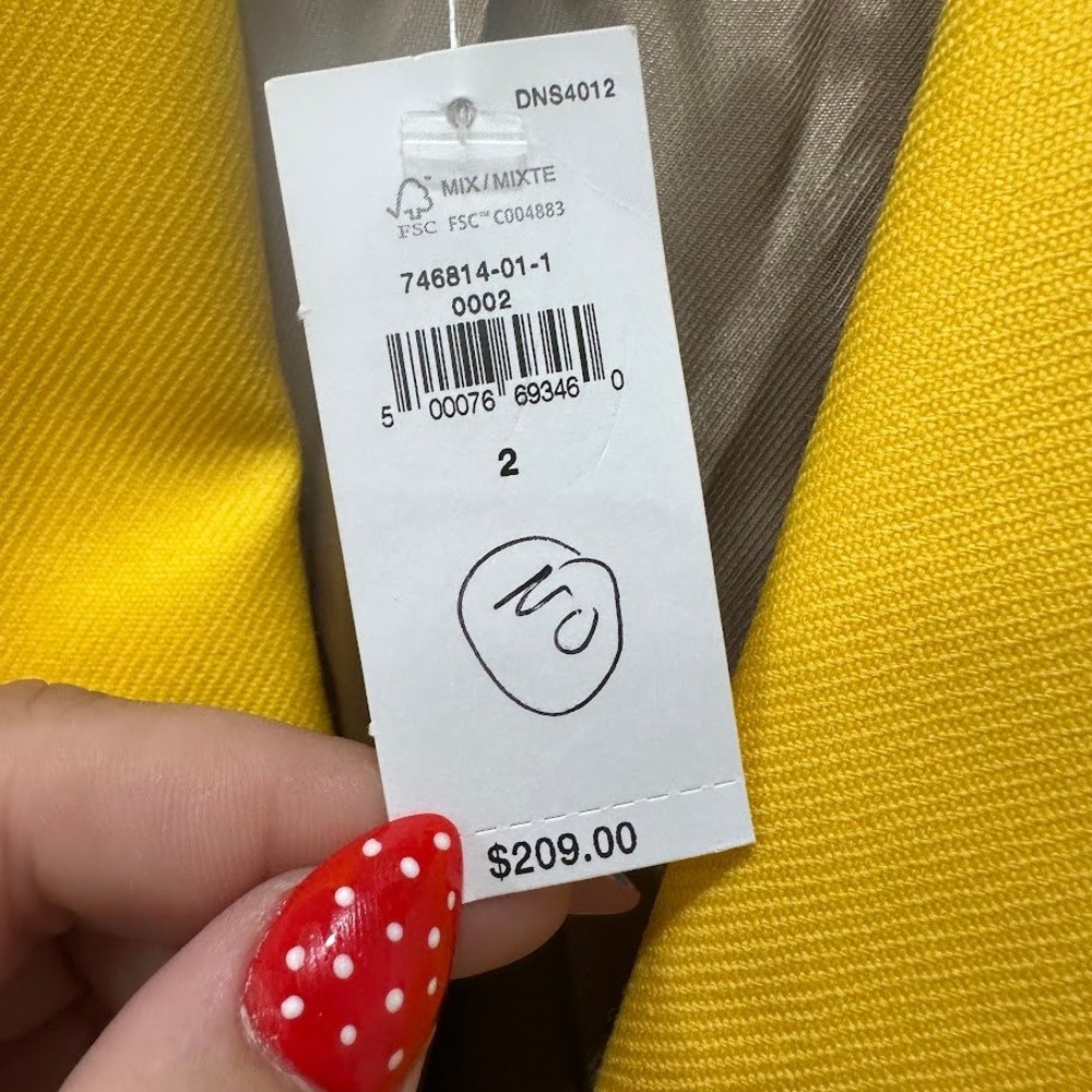 Banana Republic Womens Blazer Size 2 Yellow Single Button Jacket 100% Wool NEW - Picture 8 of 10